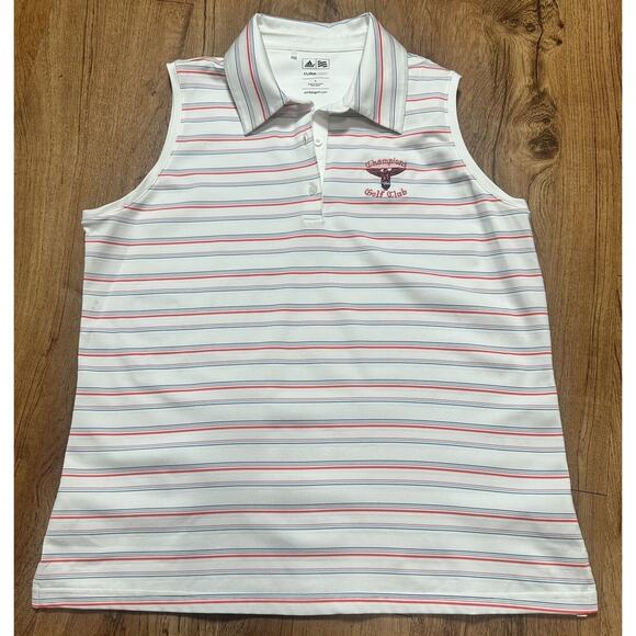 Adidas Women’s Multicolor Stripes Golf Sleeveless Polo Climacool Size Large - Picture 1 of 3